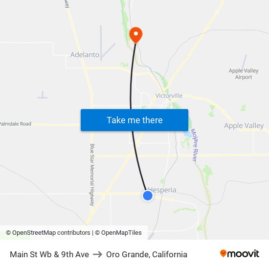 Main St Wb & 9th Ave to Oro Grande, California map