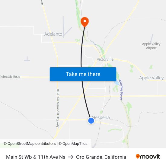 Main St Wb & 11th Ave Ns to Oro Grande, California map