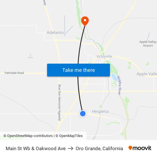 Main St Wb & Oakwood Ave to Oro Grande, California map