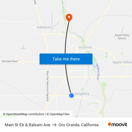 Main St Eb & Balsam Ave to Oro Grande, California map