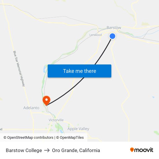 Barstow College to Oro Grande, California map