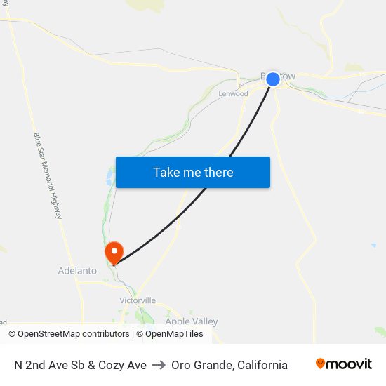 N 2nd Ave Sb & Cozy Ave to Oro Grande, California map