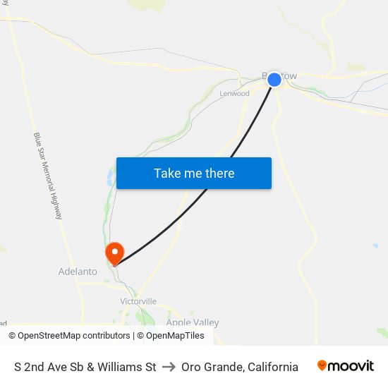 S 2nd Ave Sb & Williams St to Oro Grande, California map