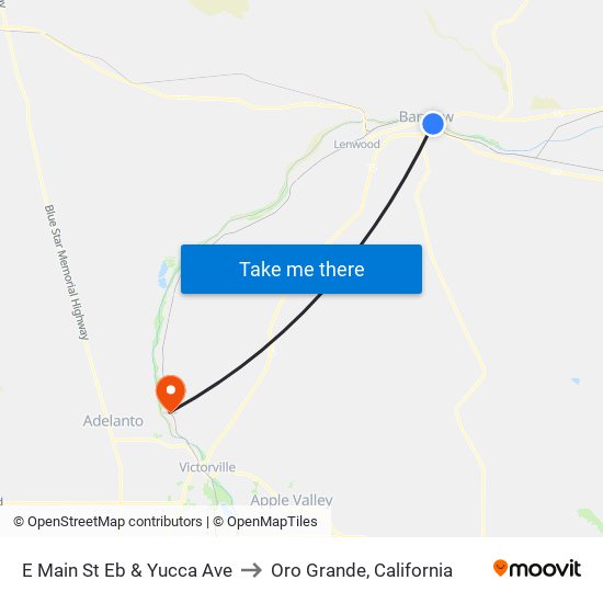 E Main St Eb & Yucca Ave to Oro Grande, California map