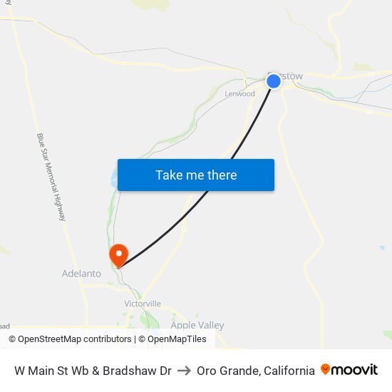 W Main St Wb & Bradshaw Dr to Oro Grande, California map