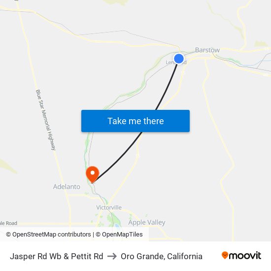 Jasper Rd Wb & Pettit Rd to Oro Grande, California map