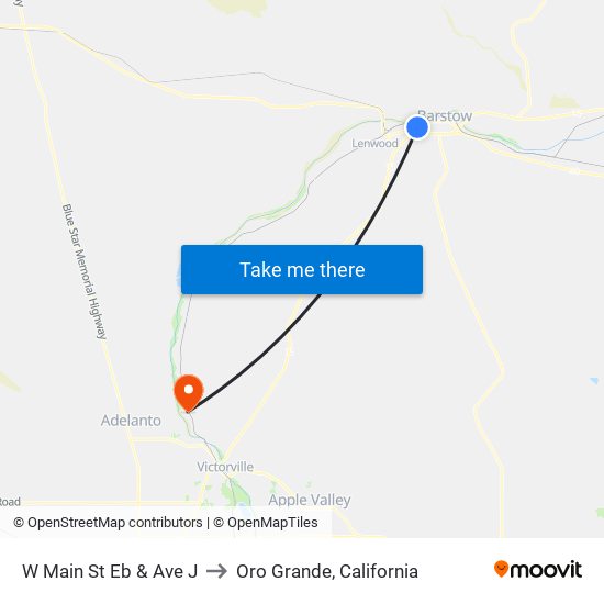 W Main St Eb & Ave J to Oro Grande, California map