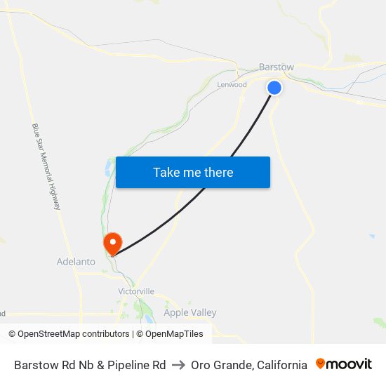 Barstow Rd Nb & Pipeline Rd to Oro Grande, California map