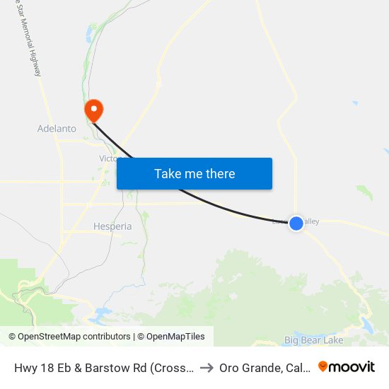 Hwy 18 Eb & Barstow Rd (Crossroads Ctr) to Oro Grande, California map