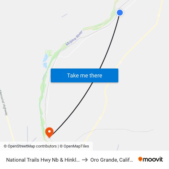 National Trails Hwy Nb & Hinkley Rd to Oro Grande, California map