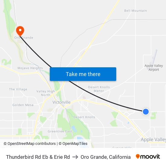 Thunderbird Rd Eb & Erie Rd to Oro Grande, California map