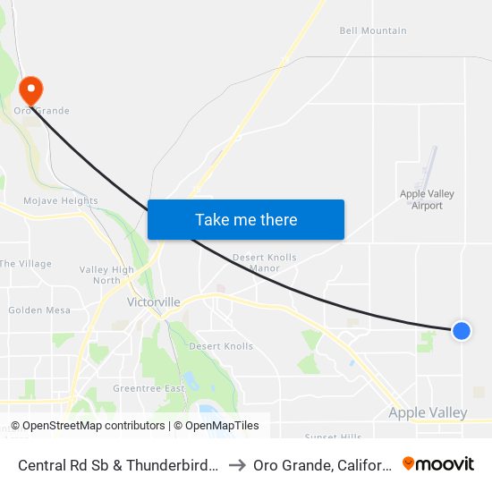 Central Rd Sb & Thunderbird Rd to Oro Grande, California map