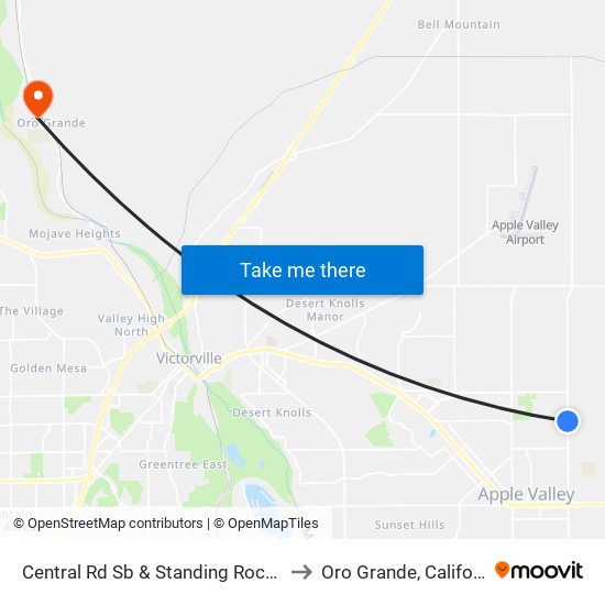 Central Rd Sb & Standing Rock Ave to Oro Grande, California map