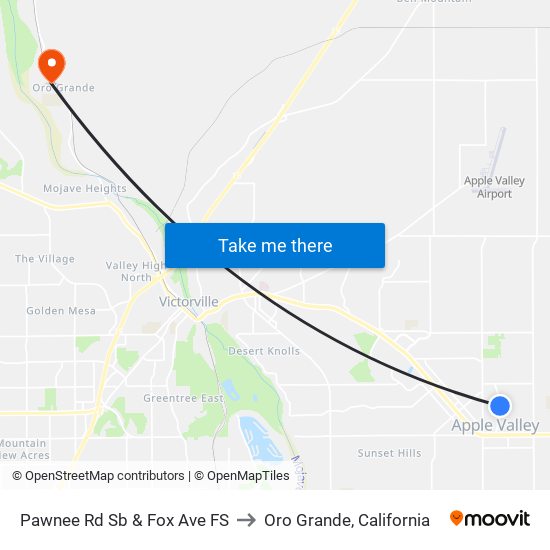 Pawnee Rd Sb & Fox Ave FS to Oro Grande, California map