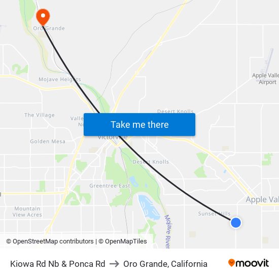 Kiowa Rd Nb & Ponca Rd to Oro Grande, California map
