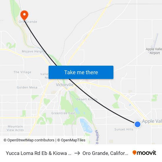 Yucca Loma Rd Eb & Kiowa Rd to Oro Grande, California map