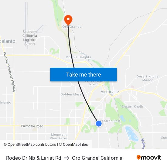 Rodeo Dr Nb & Lariat Rd to Oro Grande, California map