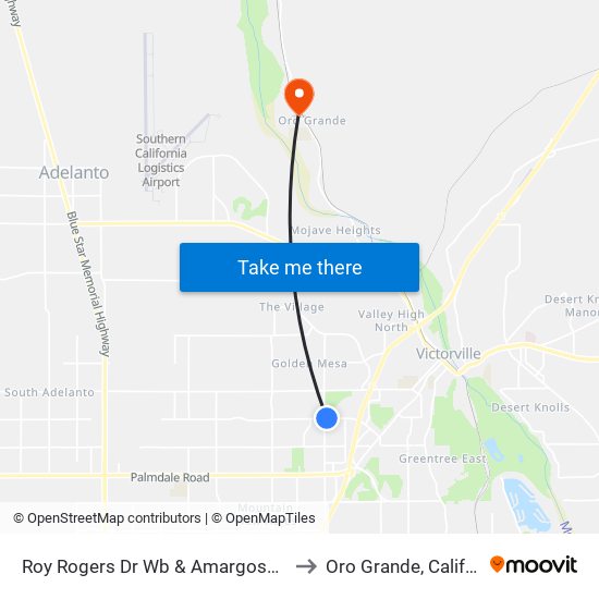 Roy Rogers Dr Wb & Amargosa Rd Ns to Oro Grande, California map