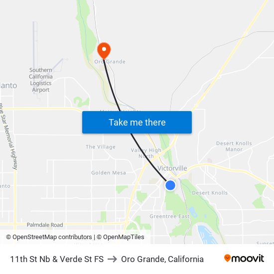 11th St Nb & Verde St FS to Oro Grande, California map