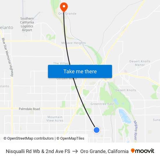 Nisqualli Rd Wb & 2nd Ave FS to Oro Grande, California map