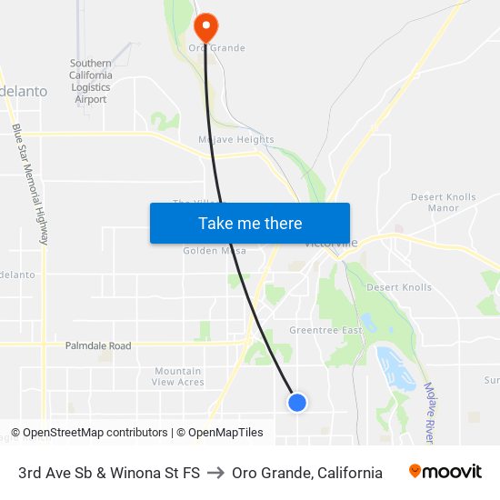3rd Ave Sb & Winona St FS to Oro Grande, California map