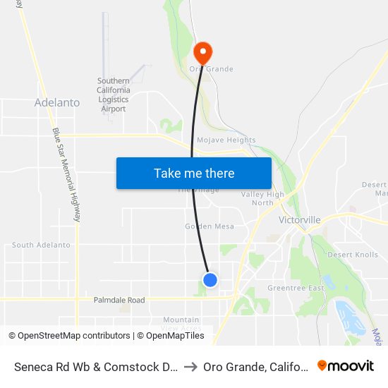 Seneca Rd Wb & Comstock Dr FS to Oro Grande, California map