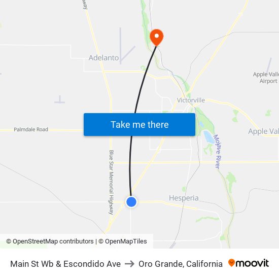 Main St Wb & Escondido Ave to Oro Grande, California map