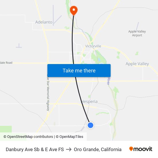 Danbury Ave Sb & E Ave FS to Oro Grande, California map