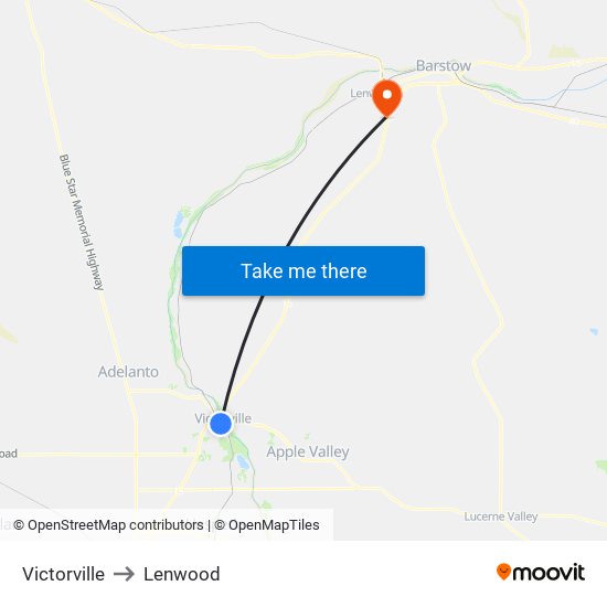 Victorville to Lenwood map