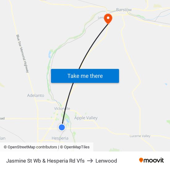 Jasmine St Wb & Hesperia Rd Vfs to Lenwood map
