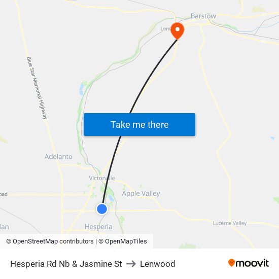 Hesperia Rd Nb & Jasmine St to Lenwood map