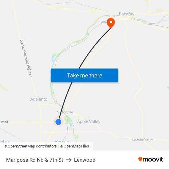 Mariposa Rd Nb & 7th St to Lenwood map