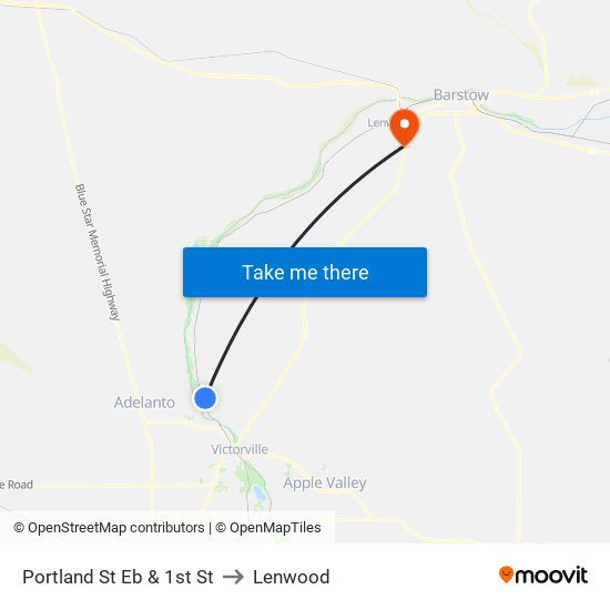 Portland St Eb & 1st St to Lenwood map