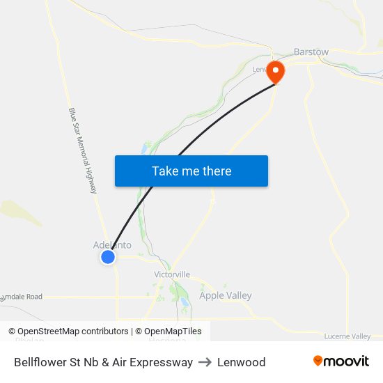 Bellflower St Nb & Air Expressway to Lenwood map