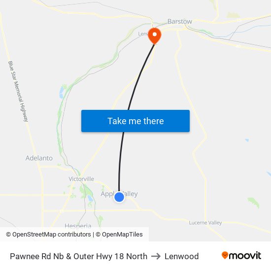 Pawnee Rd Nb & Outer Hwy 18 North to Lenwood map