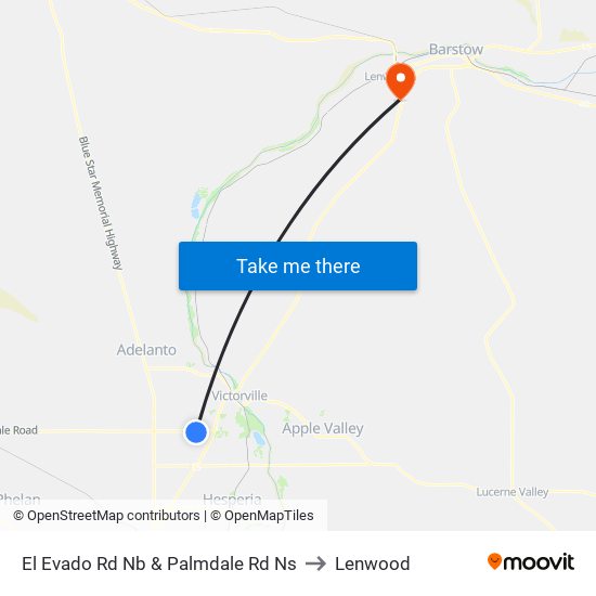 El Evado Rd Nb & Palmdale Rd Ns to Lenwood map