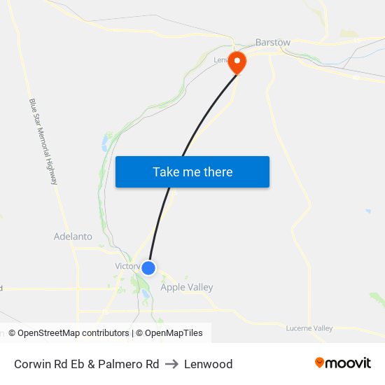 Corwin Rd Eb & Palmero Rd to Lenwood map