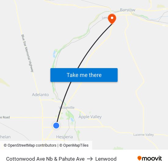 Cottonwood Ave Nb & Pahute Ave to Lenwood map