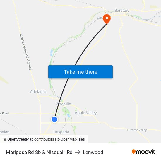 Mariposa Rd Sb & Nisqualli Rd to Lenwood map