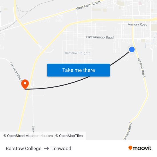 Barstow College to Lenwood map
