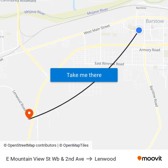 E Mountain View St Wb & 2nd Ave to Lenwood map