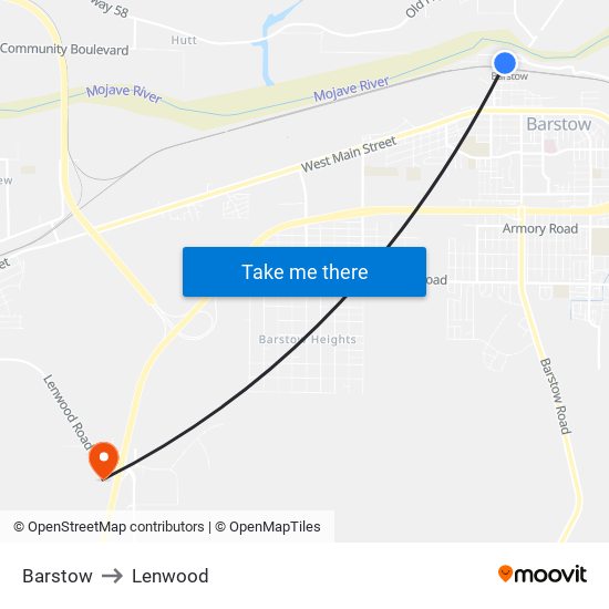 Barstow to Lenwood map