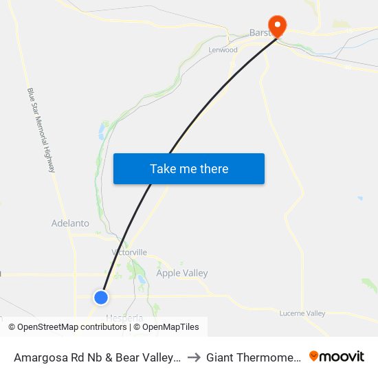 Amargosa Rd Nb & Bear Valley Rd to Giant Thermometer map