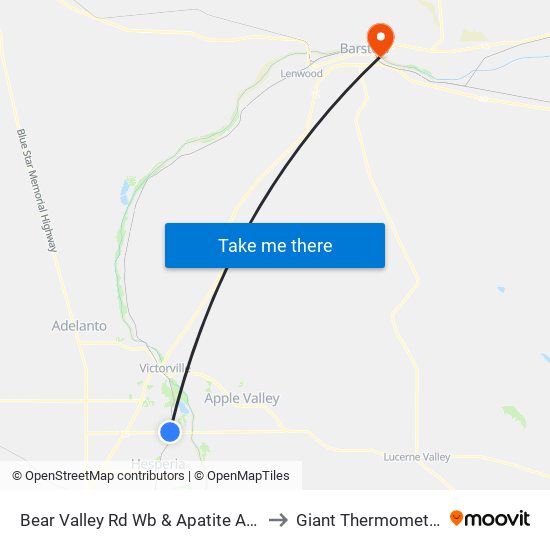 Bear Valley Rd Wb & Apatite Ave to Giant Thermometer map