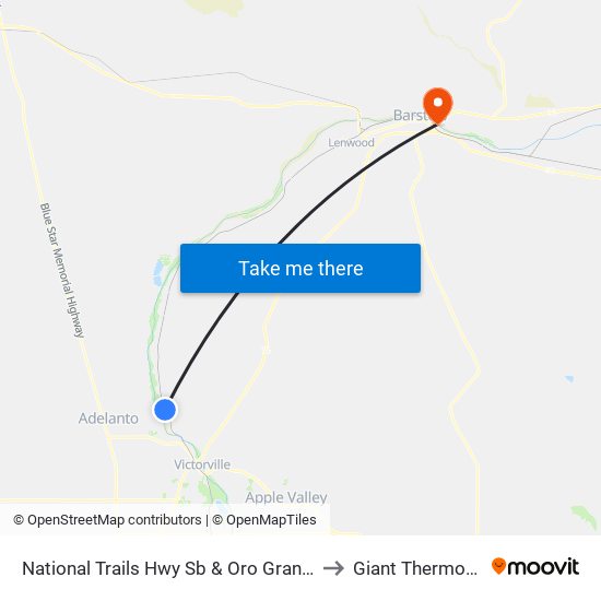 National Trails Hwy Sb & Oro Grande Market to Giant Thermometer map