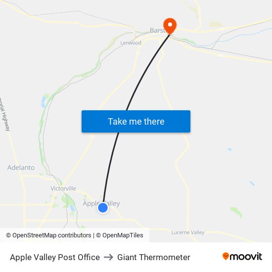 Apple Valley Post Office to Giant Thermometer map