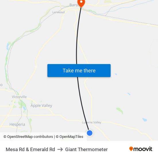 Mesa Rd & Emerald Rd to Giant Thermometer map