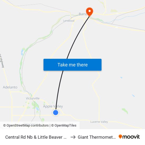 Central Rd Nb & Little Beaver Rd to Giant Thermometer map