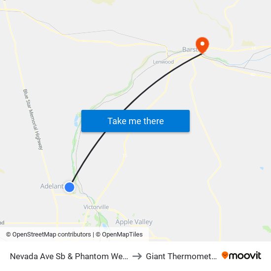 Nevada Ave Sb & Phantom West to Giant Thermometer map