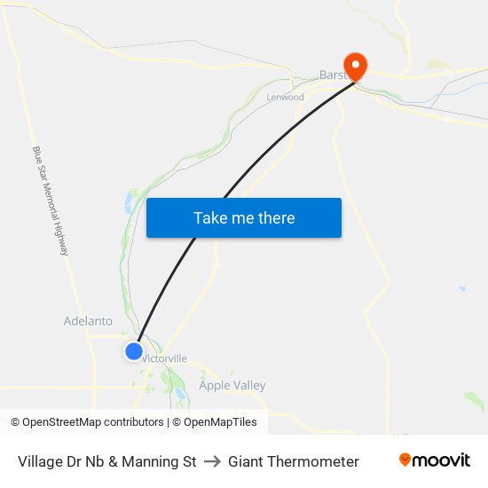 Village Dr Nb & Manning St to Giant Thermometer map